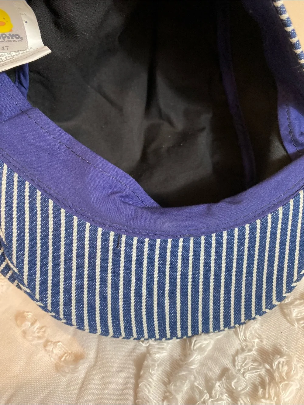 Like New!  Gymboree Gray and Navy Striped Duck Patch Kids Cap